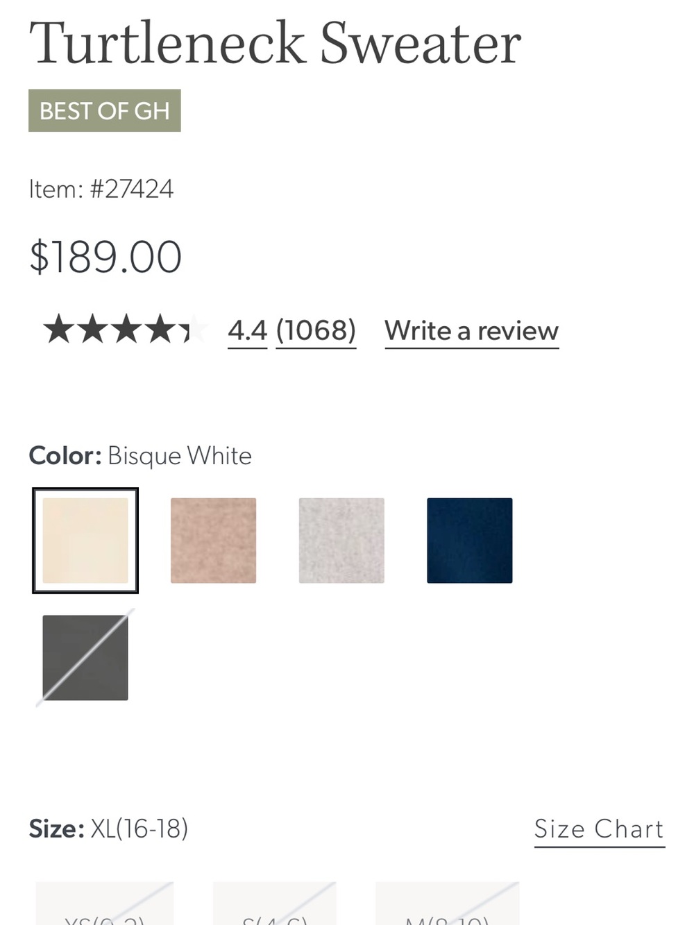 EUC Garnet Hill Essential Cashmere white turtleneck sweater, XS - Picture 10 of 10